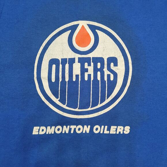 Vintage 90s Edmonton-Oilers Shirt XS/S 17x24 Blue - Picture 9 of 14